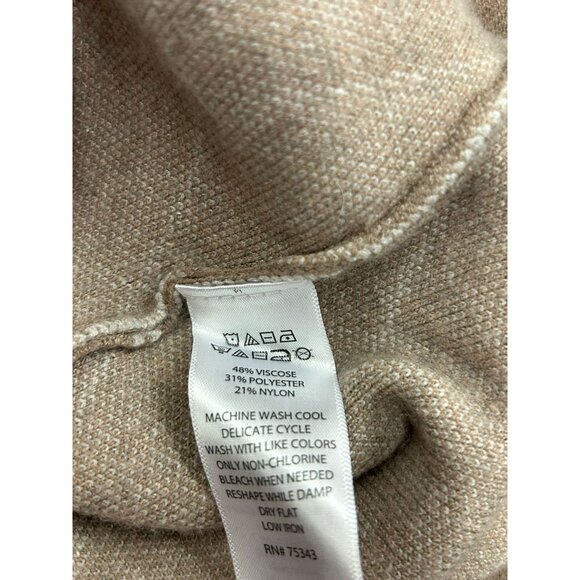 Tahari Womens Tan Geometric Sweater 100% merino wool W/Mock Neck Long Sleeves - Picture 9 of 10